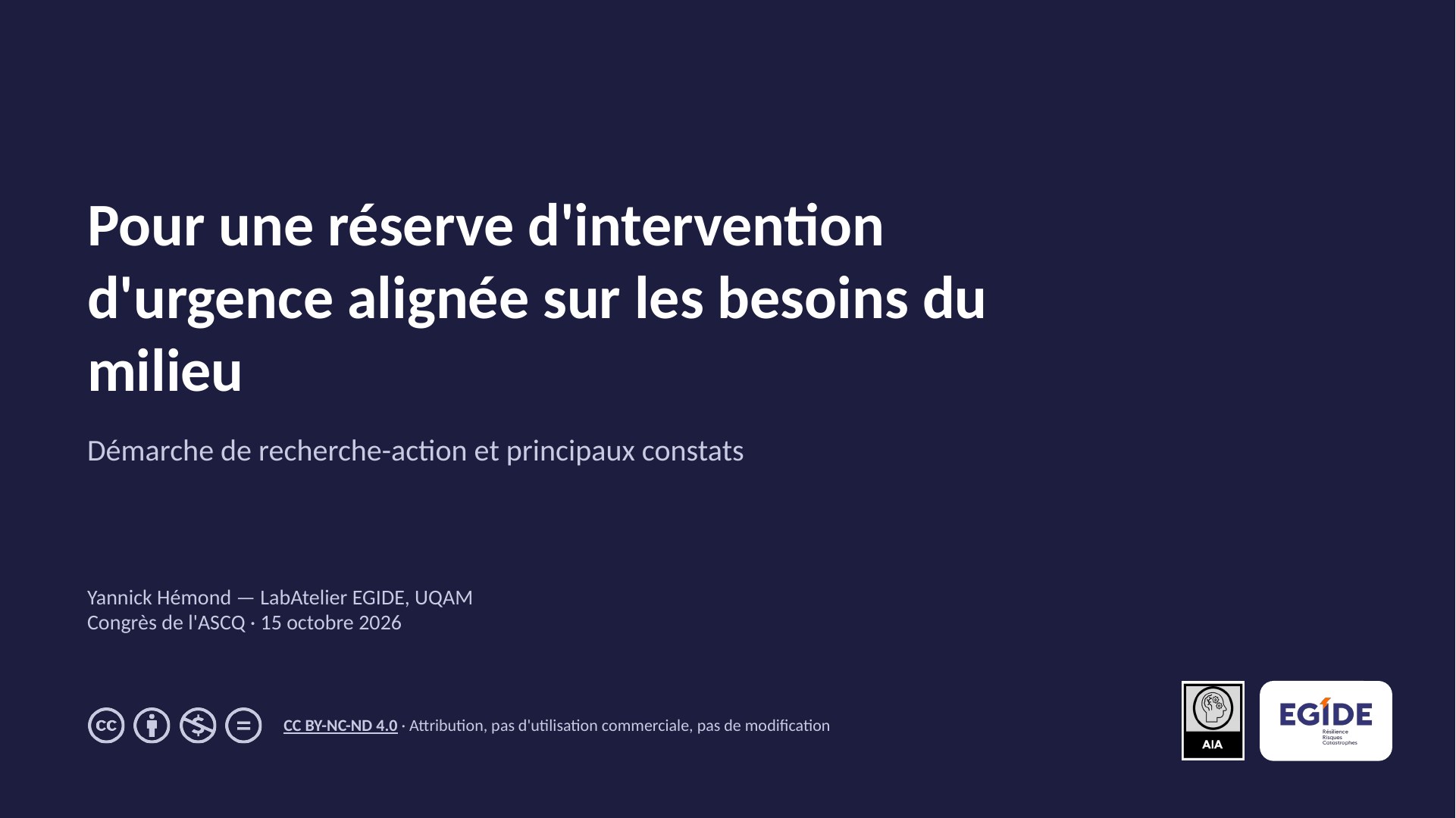 Page titre de la présentation